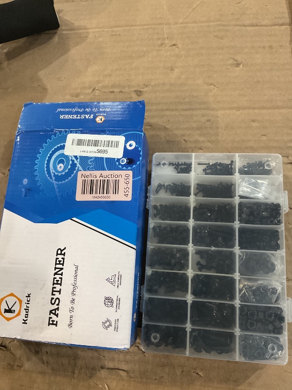 Photo 1 of Kadrick Metric Screw Assortment, 2000PCS Metric Bolt Assortment Kit M2 M3 M4 M5 Machine Screws with Lock & Flat Washers, Grade 10.9 Alloy Steel Hex Socket Button Head Black Screws Nuts and Bolts Kit