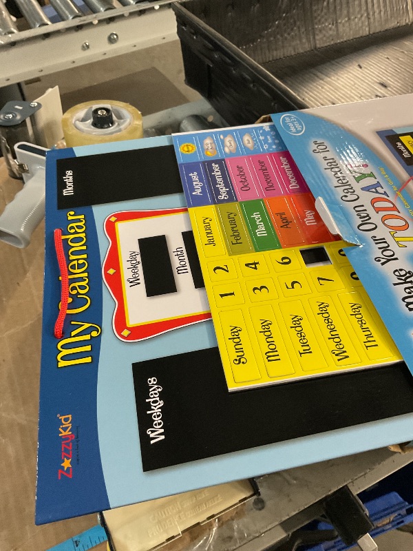 Photo 1 of ZazzyKid Magnetic Calendar & Weather Chart for Kids - Preschool Daily Calendar Learning for Days of the Week, Months, Weather & Season Blue