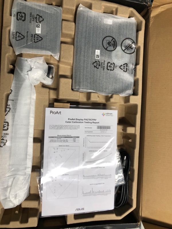 Photo 1 of ASUS ProArt Display 27” 1440P Professional Monitor (PA278CFRV) - IPS, QHD (2560 x 1440), Pre-Calibrated, 95% DCI-P3, Daisy-chain, 100Hz, LuxPixel AGLR, Calman Verified, USB-C 96W, HDR400, 3yr warranty