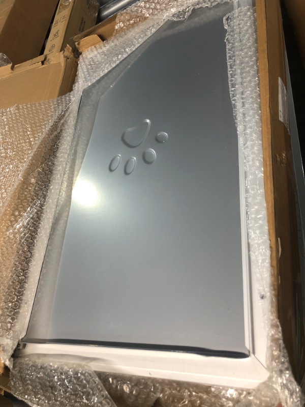 Photo 1 of [Petoasis] Heavy Duty Aluminum Dog Door with Lock,3 Flap Insulated Doggie Doors with Installation Manual,Durable and Rust Resistant, Patent: USD1057087S, (Silvery White, XLarge for Door)