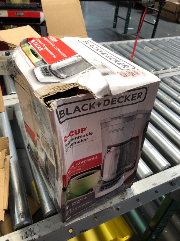 Photo 1 of (Used)BLACK+DECKER 12-Cup Digital Coffee Maker, CM1160W, Programmable, Washable Basket Filter, Sneak-A-Cup, Auto Brew, Water Window, Keep Hot Plate, White