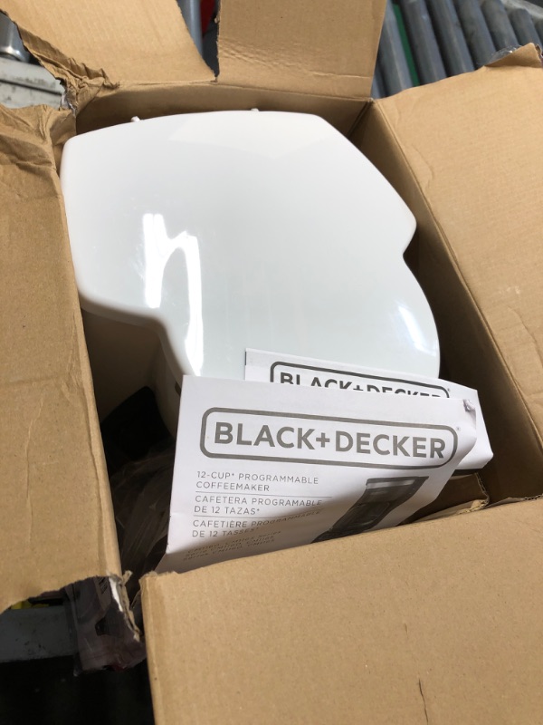 Photo 1 of (Used)BLACK+DECKER 12-Cup Digital Coffee Maker, CM1160W, Programmable, Washable Basket Filter, Sneak-A-Cup, Auto Brew, Water Window, Keep Hot Plate, White