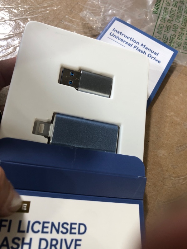 Photo 1 of (FAIR) (APPLE) Apple MFi Certified 128GB Flash Drive for iPhone Thumb Drive Photo Stick, USB Memory Stick iPhone Flash Drive for Photos Videos, High Speed Jump Drive Compatible for iPhone/iPad/Android/PC (Blue)