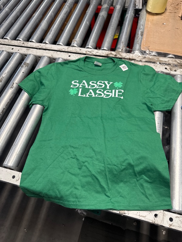 Photo 1 of *STOCK IMAGE FOR REFERENCE* Color is green***LARGE**
St Patricks Day Sassy Lassie Saint Pattys Women Girls Kids T-Shirt size large