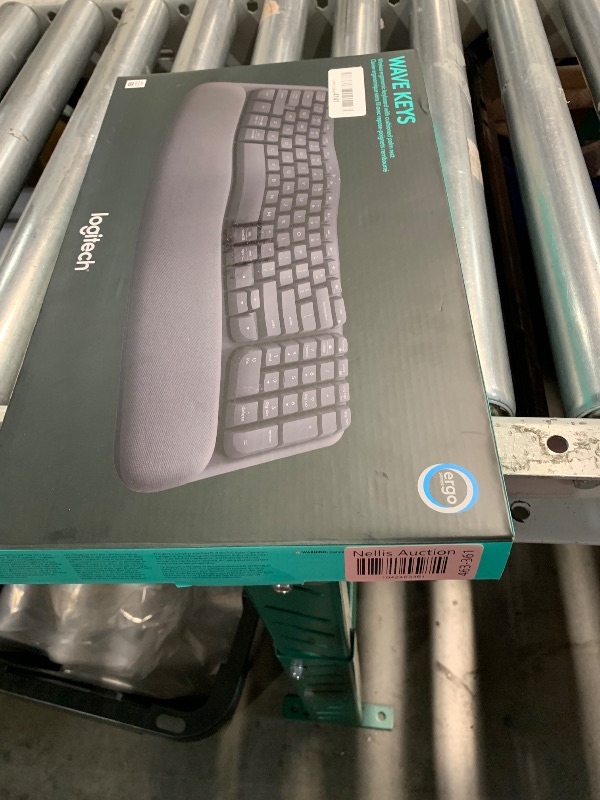 Photo 1 of ***DONGLE IN BATTERY COMPARTMENT*** Logitech Wave Keys Wireless Ergonomic Keyboard with Cushioned Palm Rest, Comfortable Natural Typing, Easy-Switch, Bluetooth, Logi Bolt Receiver, for Multi-OS, Windows/Mac - Graphite