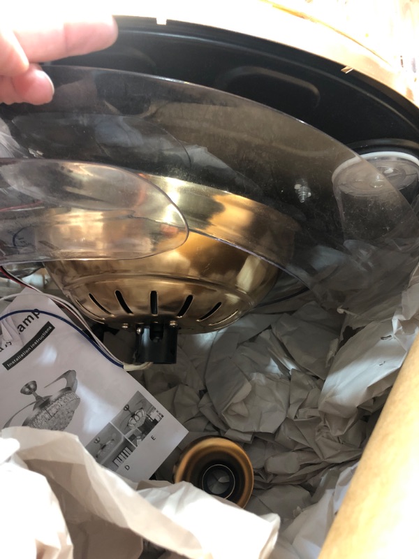 Photo 1 of **PARTS ONLY, MANY PIECES ARE DETACHED AND LOOSE**
wuyule 42 Inches Crystal Ceiling Fan Golden Modern Crystal Chandelier Ceiling Fan with Lights and Remote, Invisible Fandelier LED Light kit with Retractable Blades for Indoor Living Room Bedroom