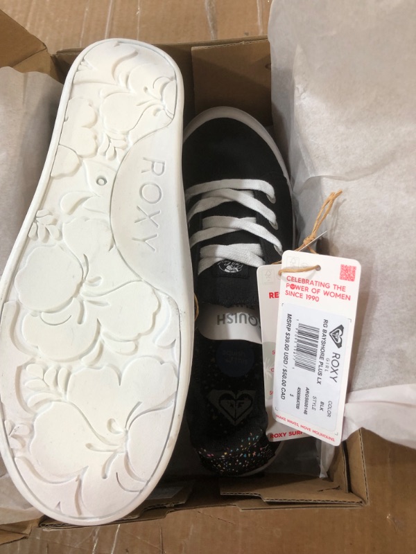 Photo 1 of *** photo stock for reference **** Niños Roxy Girls Bayshore Slip on Sneaker Shoe, Black 241 Exc, 5 Big Kid