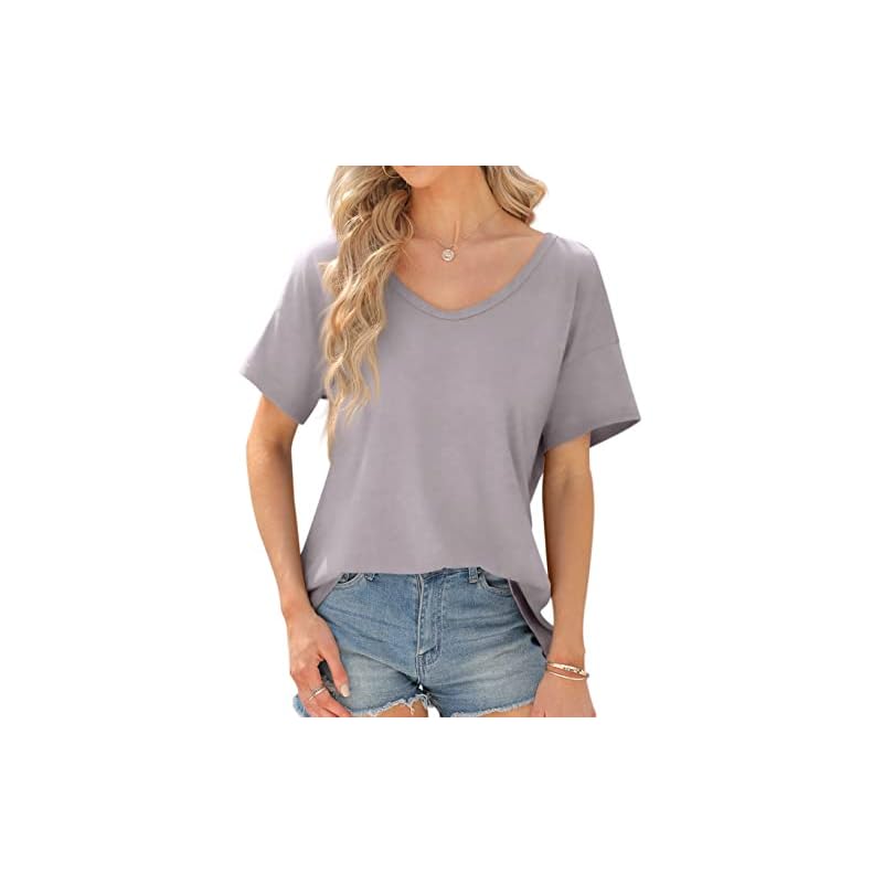 Photo 1 of 
Langwyqu Womens' Short Sleeve Summer Oversized Scoop Neck Casual Loose Basic T-Shirt XL