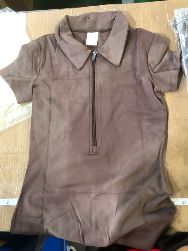 Photo 1 of *STOCK IMAGE FOR REFERENCE*
Women Rompers Ribbed Short Sleeve Zip Front Stretch Tummy Control Yoga Workout Rompers S