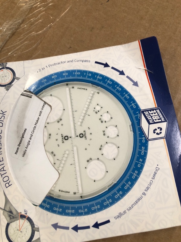 Photo 1 of Helix Angle and Circle Maker with Integrated Circle Templates, 360 Degree, 6 Inch / 15cm, Assorted Colors (36002)