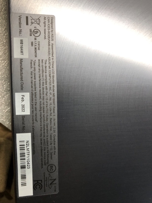 Photo 1 of ASUS ZenScreen Touch Screen 15.6” 1080P Portable USB (MB16AMT) - Full HD (1920 x 1080), IPS, Anti-glare, Built-in Battery, Speakers, Eye Care, USB Type-C, Micro HDMI, Smart Case, 3-Year Warranty
