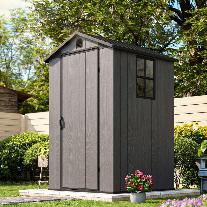 Photo 1 of *** CHECK PICTURES*** *** PARTS ONLY *** Plastic Shed for Outdoor, Storage Resin Shed with Design of Lockable Door and Window, Tool Storage for Garden Patio Lawn,