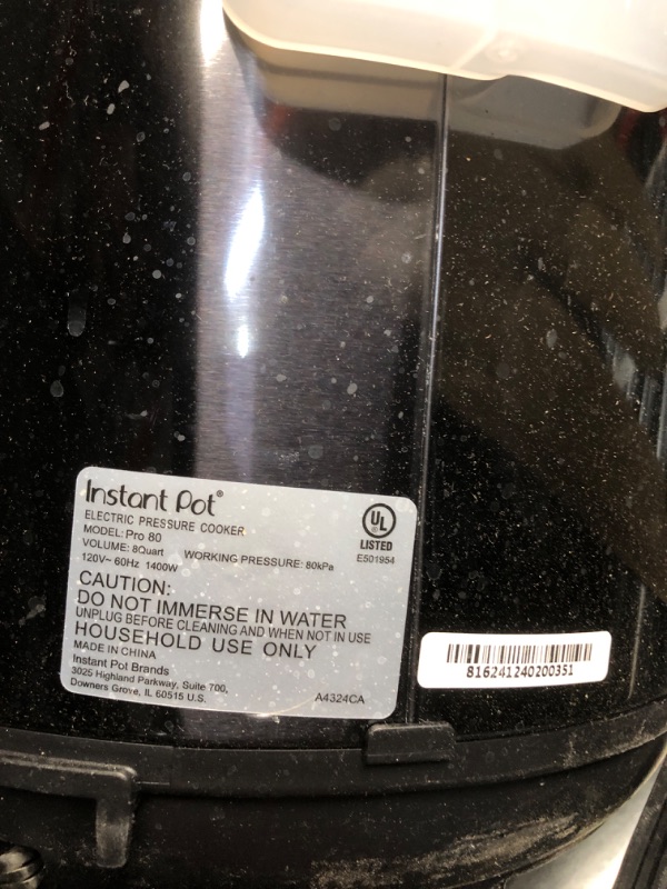 Photo 1 of ***(HEAVILY USED/ MISSING PRESSURE RELEASE VALVE)***
Instant Pot Pro (8 QT) 10-in-1 Pressure Cooker, Slow Cooker, Rice/Grain Cooker, Steamer, Sauté, Sous Vide, Yogurt Maker, Sterilizer, and Warmer, Includes App With Over 800 Recipes, Black