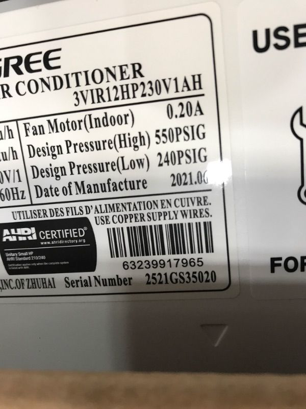 Photo 1 of ***FACTORY SEALED***Gree - 3VIR12HP230V1AH - 12K 230V Indoor Unit