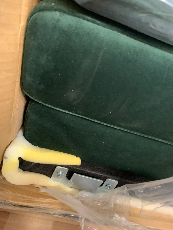 Photo 1 of (Truck pick up)(See images for damage)CosmoLiving by Cosmopolitan Strummer Modern Reversible Sectional Couch Upholstered in Green Velvet Fabric with Floating Ottoman