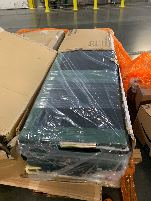 Photo 1 of (Truck pick up)(See images for damage)CosmoLiving by Cosmopolitan Strummer Modern Reversible Sectional Couch Upholstered in Green Velvet Fabric with Floating Ottoman
