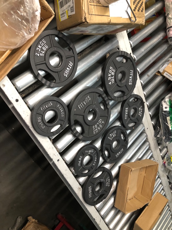 Photo 1 of ***FACTORY SEALED***PARTIAL SET***Fitvids Olympic Cast Iron 2-Inch Weight Plates for Strength Training & Weightlifting, 95 Pounds Set, Multiple Packages