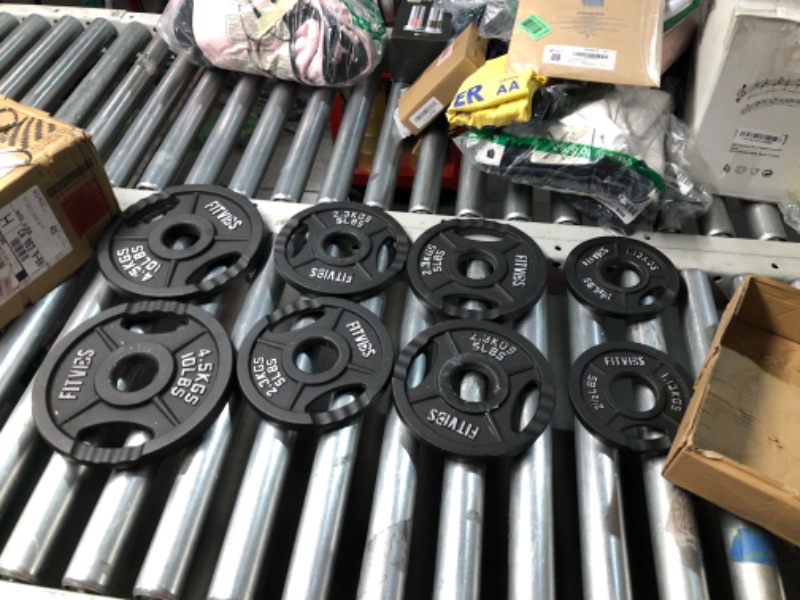 Photo 1 of ***FACTORY SEALED***PARTIAL SET***Fitvids Olympic Cast Iron 2-Inch Weight Plates for Strength Training & Weightlifting, 95 Pounds Set, Multiple Packages