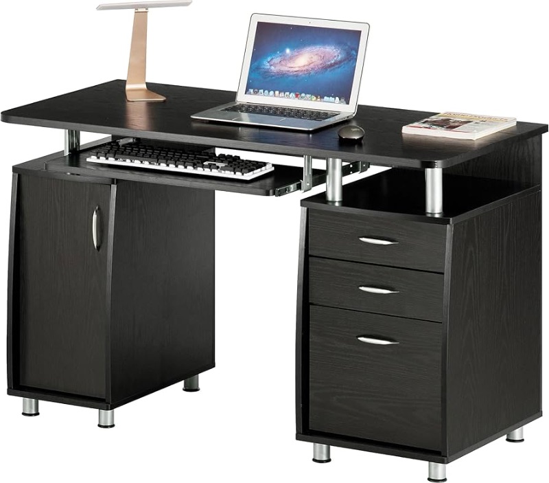 Photo 1 of **PARTIAL SET***Techni Mobili 47.25" Ergonomic Computer Drawers & File Cabinet for Home Office Storage, Espresso Writing Desk, ONE Size