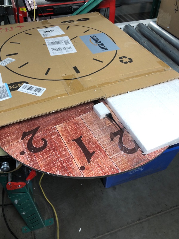 Photo 1 of 24 Inch Silent Large Wall Clock Battery Operated for Farmhouse Kitchen, Non-Ticking Retro With Big Numbers for Living Room, Vintage Wood for Bedroom Home Country Office School