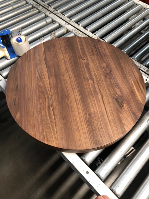 Photo 1 of (GOOD/FAIR) MAGIGO 26 Inches Extra Large Round Black Walnut Wood Ottoman Tray with Handles, Serve Tea, Coffee, Classic Circular Wooden Decorative Serving Tray