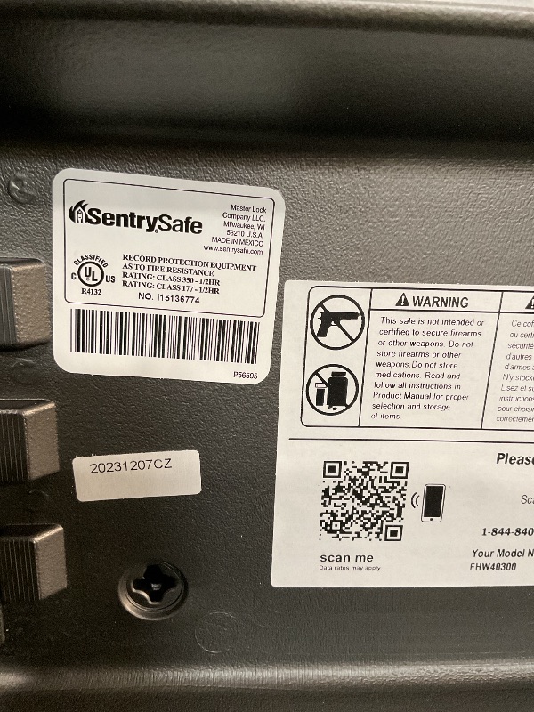 Photo 1 of (See images for damage)SentrySafe 0.66 cu. ft. Fireproof & Waterproof Safe File Box with Digital Lock