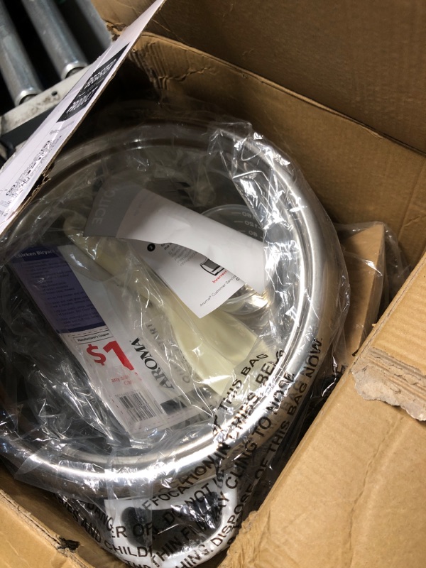 Photo 1 of ***(MISSING LID)***
Aroma Housewares Select Stainless Rice Cooker & Warmer with Uncoated Inner Pot, 14-Cup(cooked) / 3Qt, ARC-757SG