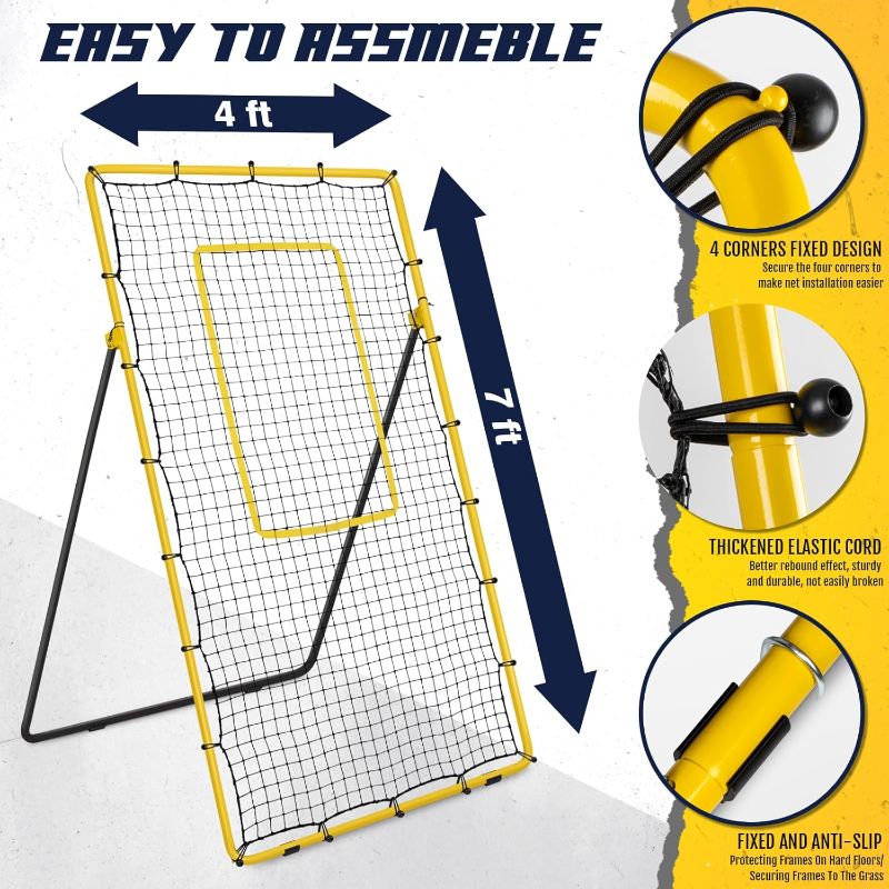 Photo 1 of (PARTS) (MISSING A BAR) Newbyinn Volleyball Rebounder Net, Volleyball Training Equipment, Bounce Back Net for Volley Ball Practice with 5 Adjustable Rebound Angles 7x4 ft
