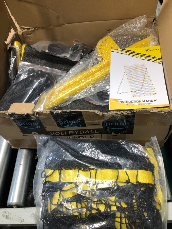 Photo 1 of (PARTS) (MISSING A BAR) Newbyinn Volleyball Rebounder Net, Volleyball Training Equipment, Bounce Back Net for Volley Ball Practice with 5 Adjustable Rebound Angles 7x4 ft