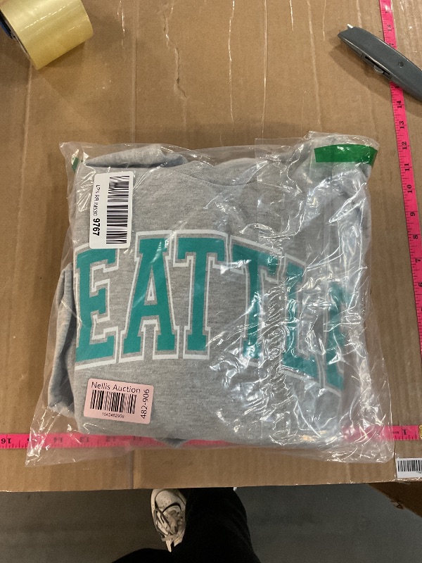 Photo 1 of (GREY) Seattle Arched Teal Text Sweatshirt Size large