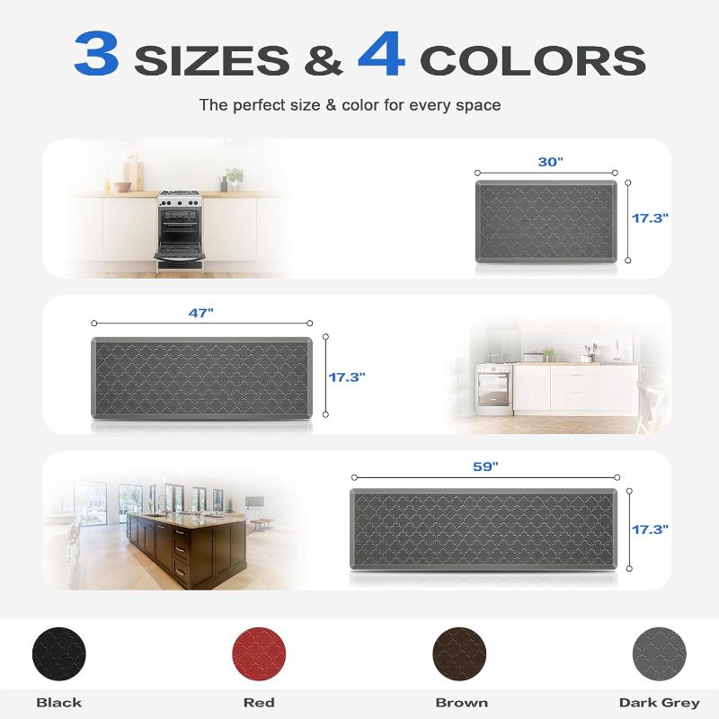 Photo 1 of (FAIR) Villsure Kitchen Mat and Rugs, Cushioned Anti Fatigue Kitchen Mats, 1/2 Inch Thick Waterproof Non-Slip Kitchen Runner Rug, Heavy Duty Ergonomic Comfort Standing Desk Mat for Kitchen, Office, Laundry
