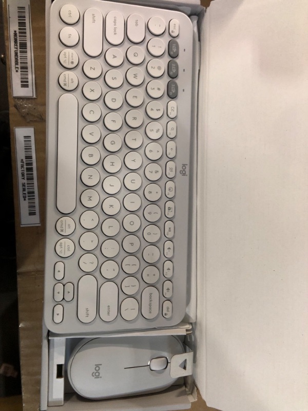 Photo 1 of Logitech Pebble 2 Combo, Wireless Keyboard and Mouse, Quiet and Portable, Customizable, Logi Bolt, Bluetooth, Easy-Switch for Windows, macOS, iPadOS, Chrome - Tonal White