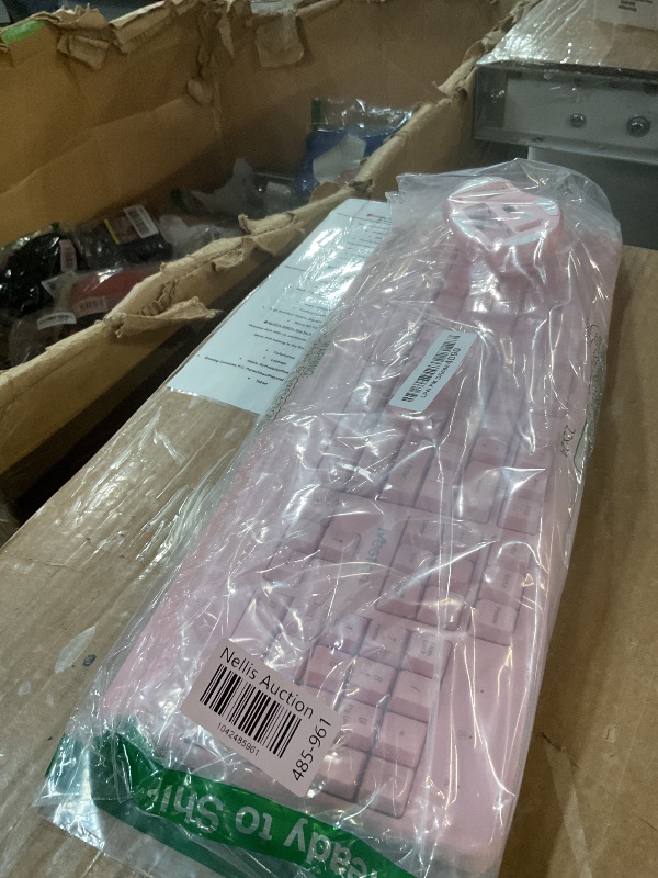 Photo 1 of MEETION Wireless Keyboard and Mouse, Full-Sized Cordless Keyboard with Wrist Rest and 3 DPI Adjustable Mouse, 2.4G Wireless, Compatible with PC/Computer/Laptop/Windows/Mac, Pink