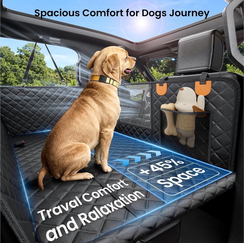 Photo 1 of (MISSING THE ACCESSOIRES) REEVAA Dog Truck Seat Cover for Back Seat, Hard Bottom Dog Hammock for Car, Pet Bed Extender for 2-4 Large Dogs, Waterproof Seat Protector, Universal XL Size Fits for Crew Cab Truck/SUV, Black