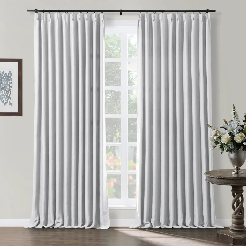 Photo 1 of ***STOCK PHOTO REFERENCE ONLY***SHINELAND 108 Inch Curtains Long,Blackout Linen 9FT 9 FT Tall High Ceiling Floor Length Curtain for Bedroom Living Room Large Window 2 Panels Set GRAY WHITE