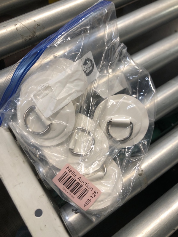 Photo 1 of Yetaha 12PCS Stainless Steel D Rings Patch, White D-Ring PVC Patch, Round Shape D Ring Pad for Inflatable Boat Raft Dinghy Kayak Canoe Surfboard Stand Up Paddle Board, NO Glue Included