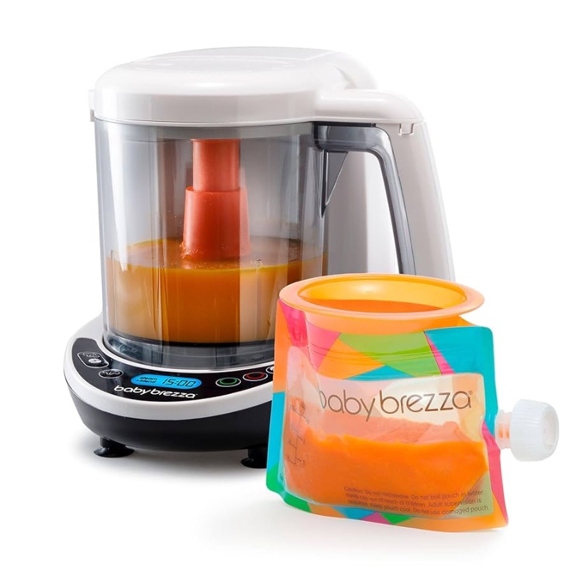 Photo 1 of (POWER TESTED) (UNABLE TO TEST FURTHER) Baby Brezza One Step Baby Food Maker Deluxe – Auto shut Off, Dishwasher Safe Cooker and Blender to Steam + Puree Organic Food for Infants + Toddlers - Set of 3 Pouches + 3 Funnels
