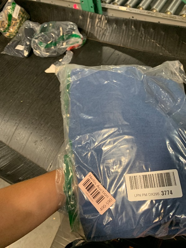 Photo 1 of (MEDIUM) (USED/FAIR) POLIRO Denim Dress for Women, Puff Short Sleeve Jean Dress Square Neck Denim Romper with Pockets