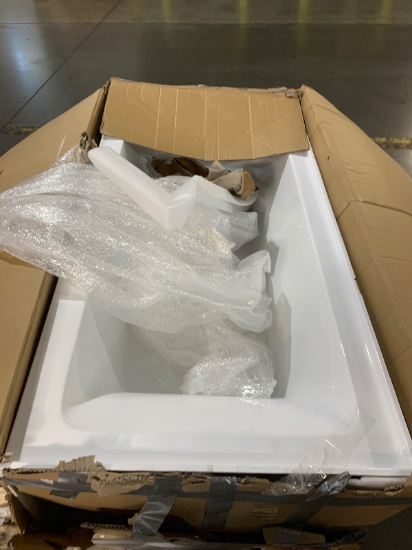 Photo 1 of WOODBRIDGE 60" Acrylic Rectangular Alcove Soaking Bathtub in White with Left Drain, Brushed Nickel pop-up Drain Included, LB428-L