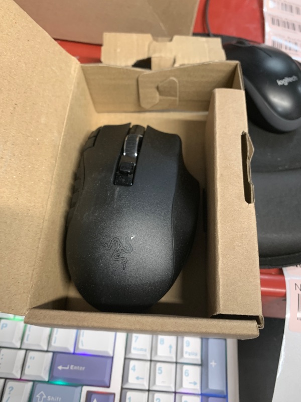Photo 1 of *** Missing dongle*** 
Razer Naga V2 HyperSpeed Wireless MMO Gaming Mouse: 19 Programmable Buttons - HyperScroll Technology - Focus Pro 30K Optical Sensor - Mechanical Mouse Switches Gen-2 - Up to 400 Hr Battery Life