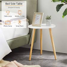 Photo 1 of  ***STOCK PHOTO REFERENCE ONLY*** Apicizon Round Side Table, White Bedside Table Coffee End Table for Bedroom, Living Room, Small Spaces, Easy Assembly Nightstands with Legs, 16.5 x 20.5 Inches (BLACK LEGS) 