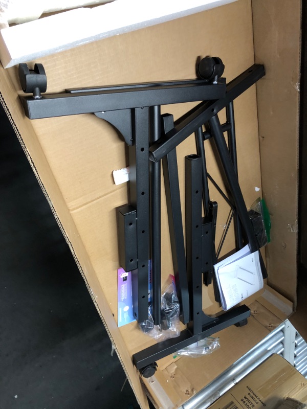 Photo 1 of ***DAMAGED - INCOMPLETE - SEE PICTURES***
Standing Desk Adjustable Height, Mobile Stand Up Desks with Wheels Small Computer Desks Rolling Desk, Portable Laptop Desks Rustic Standing Table Sit Stand Home Office Desks 16"x31.5" Height 27"-43.5"