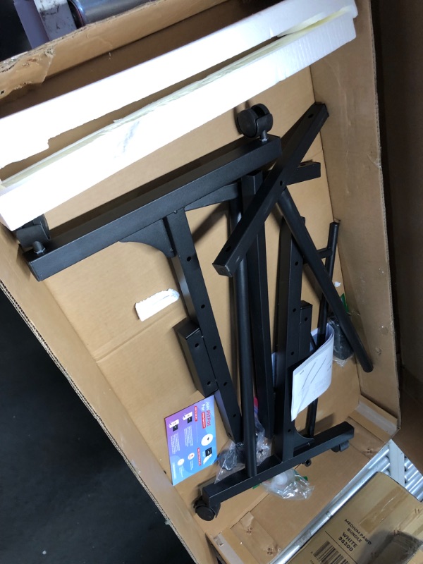 Photo 1 of ***DAMAGED - INCOMPLETE - SEE PICTURES***
Standing Desk Adjustable Height, Mobile Stand Up Desks with Wheels Small Computer Desks Rolling Desk, Portable Laptop Desks Rustic Standing Table Sit Stand Home Office Desks 16"x31.5" Height 27"-43.5"