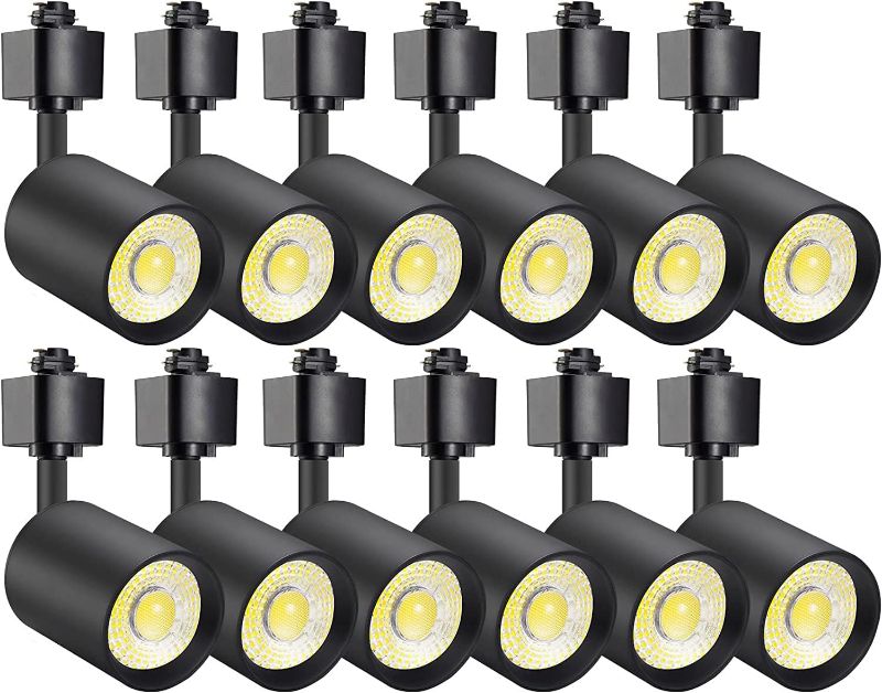 Photo 1 of VANoopee 12-Pack 10W Dimmable LED Track Lighting Heads H Type Track Light Replacement Fixtures Bright 3000K Warm White Ceiling Spotlight for Accent Task Art, Flicker Free CRI90+ 24° 800lm Black
