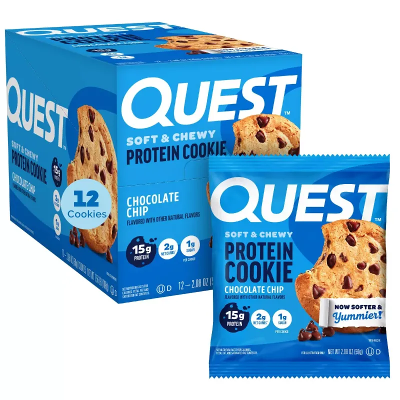 Photo 1 of ***9 COOKIES, NONREFUNDABLE, BEST BY 6/13/25*** Quest Nutrition 15g Protein Cookie - Chocolate Chip Cookie - 12 Pack
