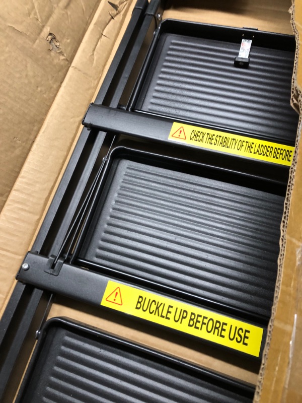 Photo 1 of ***(MINOR DAMAGED/ USED)***
 3 Step Ladder, Folding Step Stool with Wide Anti-Slip Pedal, Sturdy Steel Ladder, Convenient Handgrip