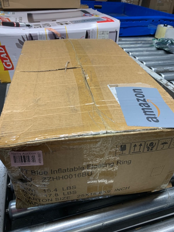 Photo 1 of FOR PARTS *** Danrelax 8' Round Inflatable Floating Dock, Sunchill Float Ring, Hammock Tanning Pool with 4in Woven Fabric, Manual Pump for 1-2 Min Quick Inflate/Deflate, Fits 2-8, Ideal for Lakes, Pools, Oceans