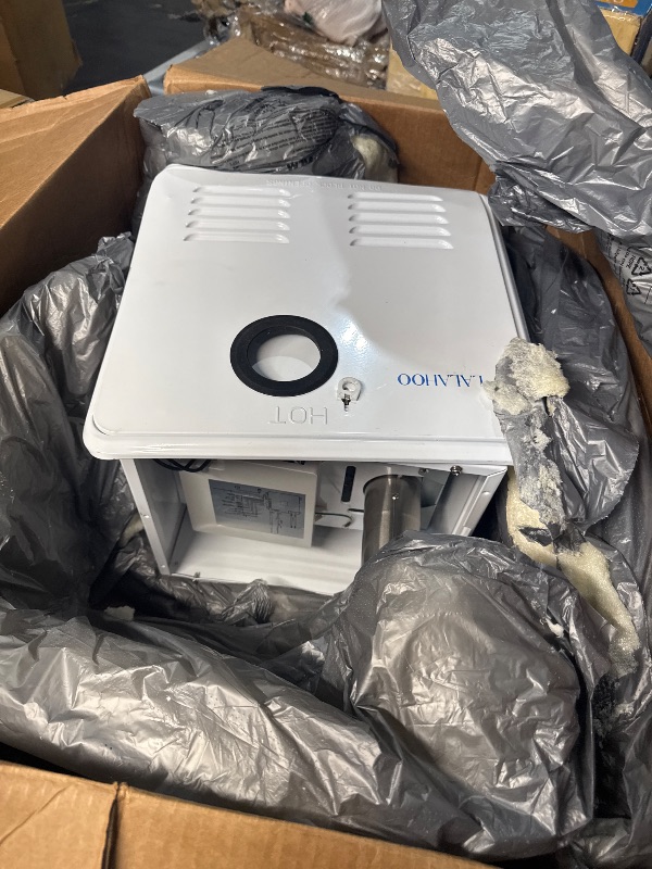 Photo 1 of (PARTS) (UNTESTED) (UNABLE TO TEST) LALAHOO RV Tankless Water Heater, 65,000 BTU, 3.9 GPM, 2.80kPa,12V Instant Endless Hot Water with 15 x 15 inches White Door and Remote Controller LED Display,Compatible with all RV