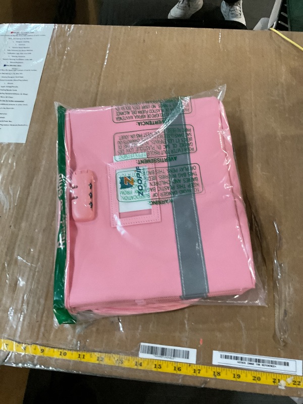 Photo 1 of ZOOPIP Fireproof File Box with Lock, Document Box Storage Organizer, Suitable for Hanging File Folders in Letter Size, Collapsible File Box, Reflective Strip for Fast Find (12.2"*6"*10.2, Pink)