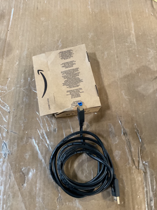 Photo 1 of Amazon Basics USB-A to USB-B 3.0 Cable, 4.8Gbps High-Speed with Gold-Plated Plugs, 6 Foot, Black